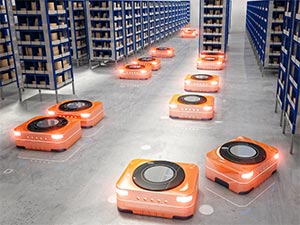 AMRs on Automated Warehouse Floor